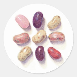 TIC TAC TOE JELLY BEANS Large Round Stickers
