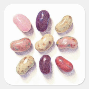 TIC TAC TOE JELLY BEANS Large Square Stickers