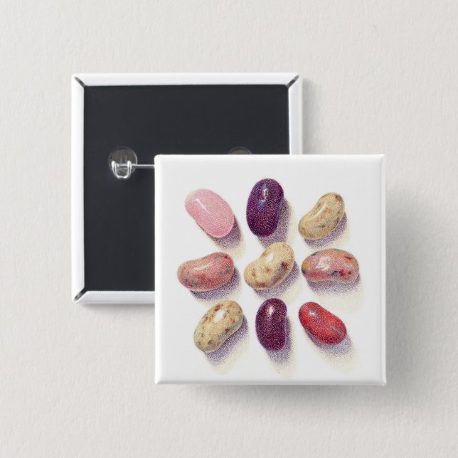 TIC TAC TOE JELLY BEANS Square Pin Button (Front & Back)