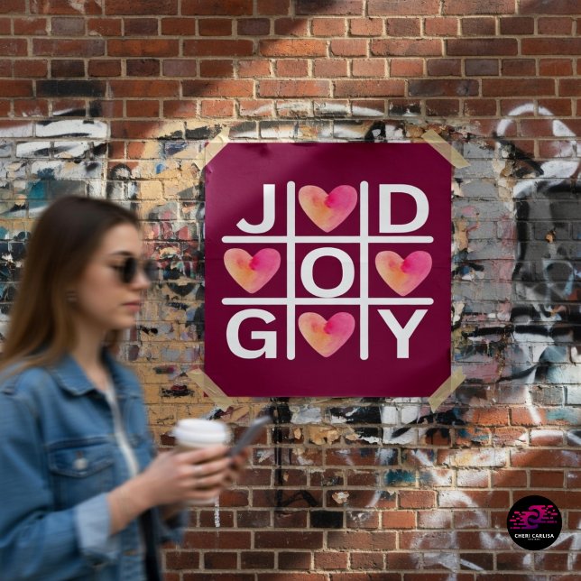 Tic Tac Toe Joy and God Christian Faith Poster (Joy wins. Faith, love, and good vibes taking over the street.)