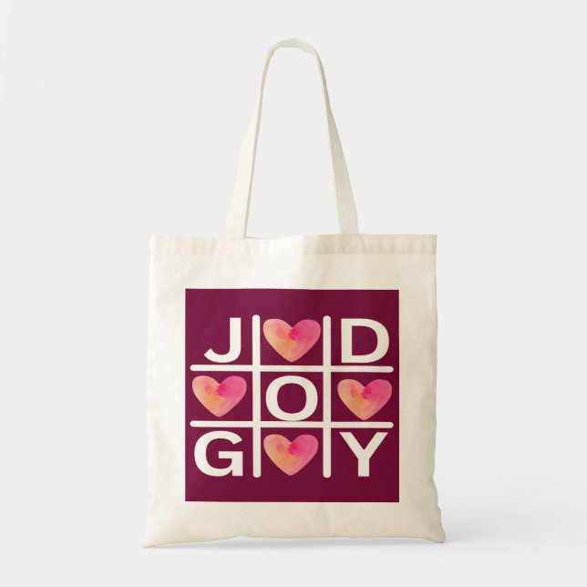 Tic Tac Toe Joy and God Christian Faith Tote Bag (Front)