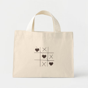 Tic-Tac-Toe Love Hearts Tote Bag – Minimalist Line