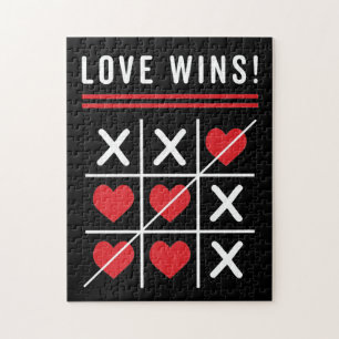 Tic Tac Toe Love Wins Birthday Valentine's Day Jigsaw Puzzle