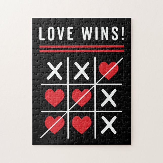 Tic Tac Toe Love Wins Birthday Valentine's Day Jigsaw Puzzle (Vertical)