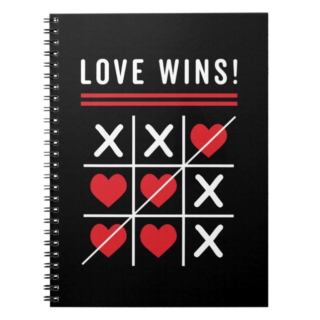 Tic Tac Toe Love Wins Birthday Valentine's Day Notebook (Front)