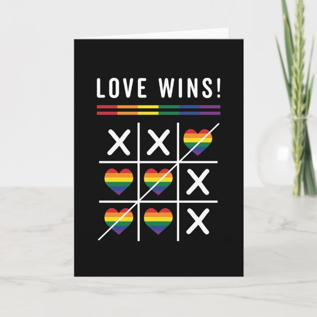 Tic Tac Toe Love Wins LGBTQ Gay Pride Card (Front)
