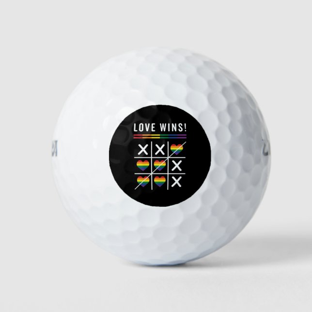 Tic Tac Toe Love Wins LGBTQ Gay Pride Golf Balls (Front)