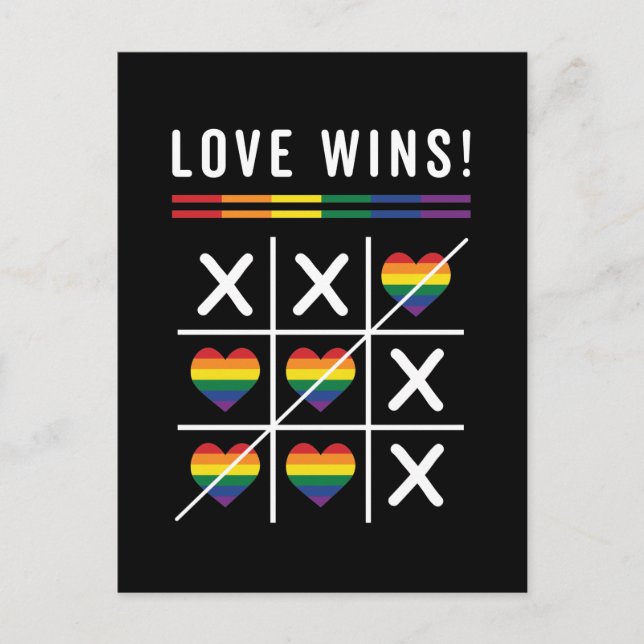 Tic Tac Toe Love Wins LGBTQ Gay Pride Postcard (Front)