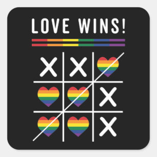 Tic Tac Toe Love Wins LGBTQ Gay Pride Square Sticker