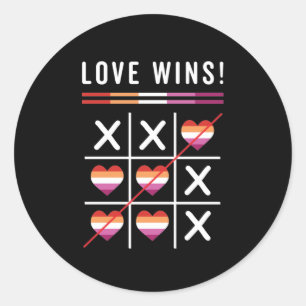 Tic Tac Toe Love Wins LGBTQ Lesbian Pride Classic Round Sticker