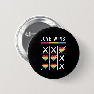 Tic Tac Toe Love Wins LGBTQ Pansexual Pride 6 Cm Round Badge
