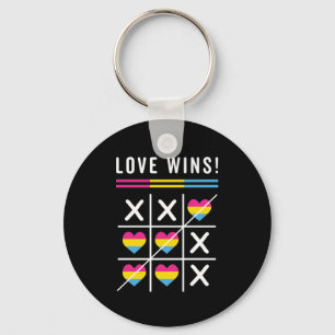 Tic Tac Toe Love Wins LGBTQ Pansexual Pride Key Ring