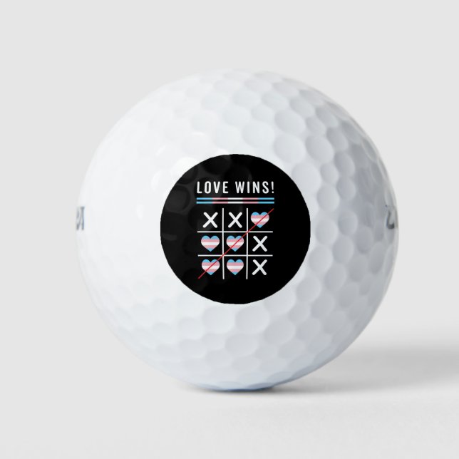 Tic Tac Toe Love Wins LGBTQ Transgender Pride Golf Balls (Front)
