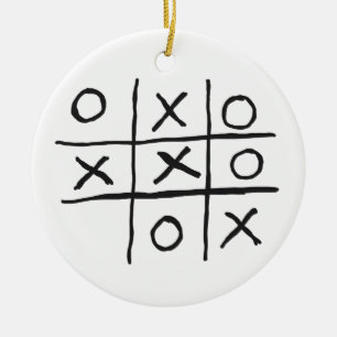 Tic Tac Toe Noughts and Crosses Ceramic Ornament