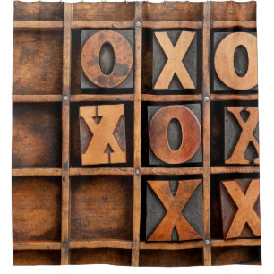 tic-tac-toe or noughts and crosses game - vintage shower curtain
