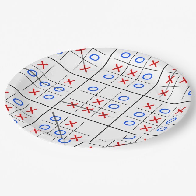 Tic tac toe pattern paper plate (Angled)