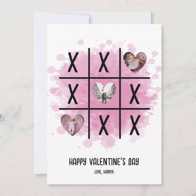 Tic Tac Toe Valentine Photo Holiday Card (Front)