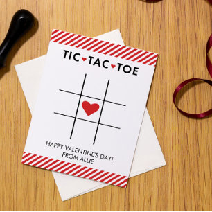 Tic Tac Toe Valentine's Day, Kid Valentine Holiday Card