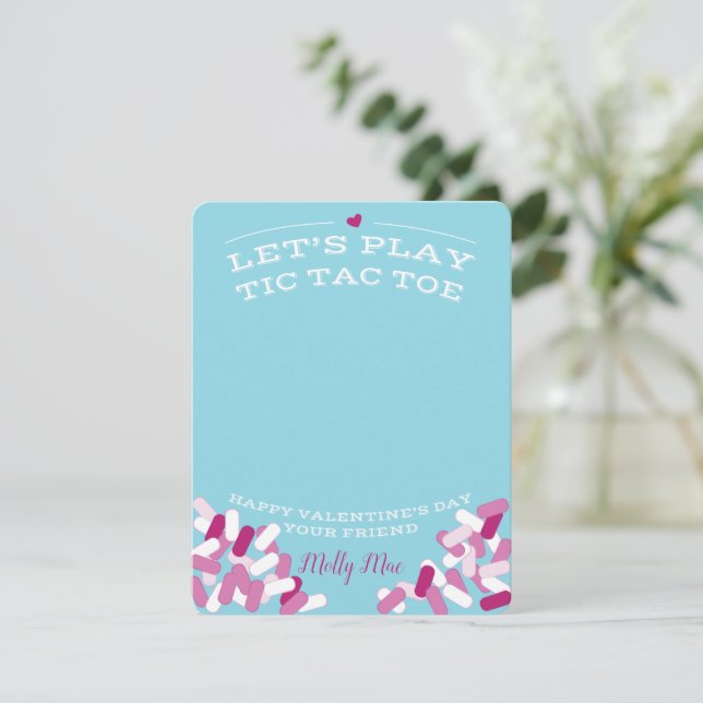 Tic Tac Toe Valentines Invitation (Standing Front)