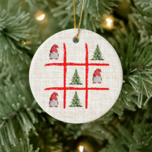 Tic Tac Toe Xmas Trees – Cosy Linen Scandinavian Ceramic Ornament