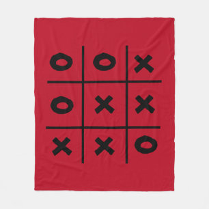 Tic Tac Toe XO Game Holiday Red Fleece Blanket