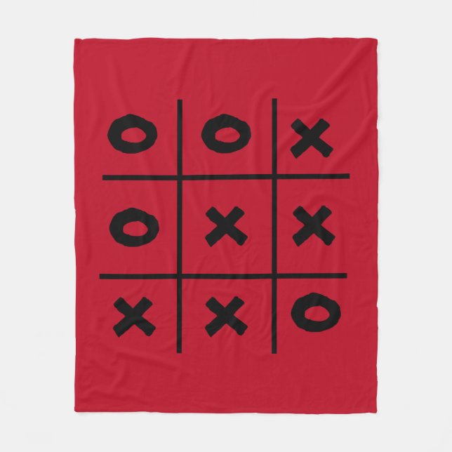 Tic Tac Toe XO Game Holiday Red Fleece Blanket (Front)