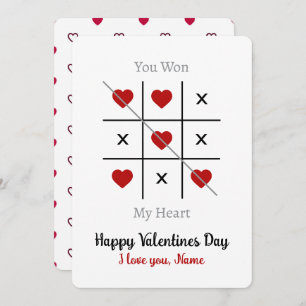 Tic-Tac-Toe: You Won My Heart Valentine’s Day Card