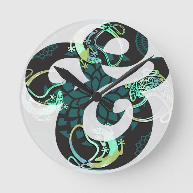 Tic Tac - White & Blue Ampersand - Typo Round Clock (Front)