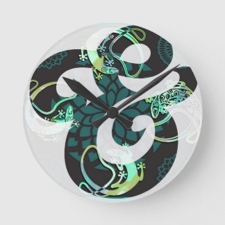 Tic Tac - White & Blue Ampersand - Typo Round Clock