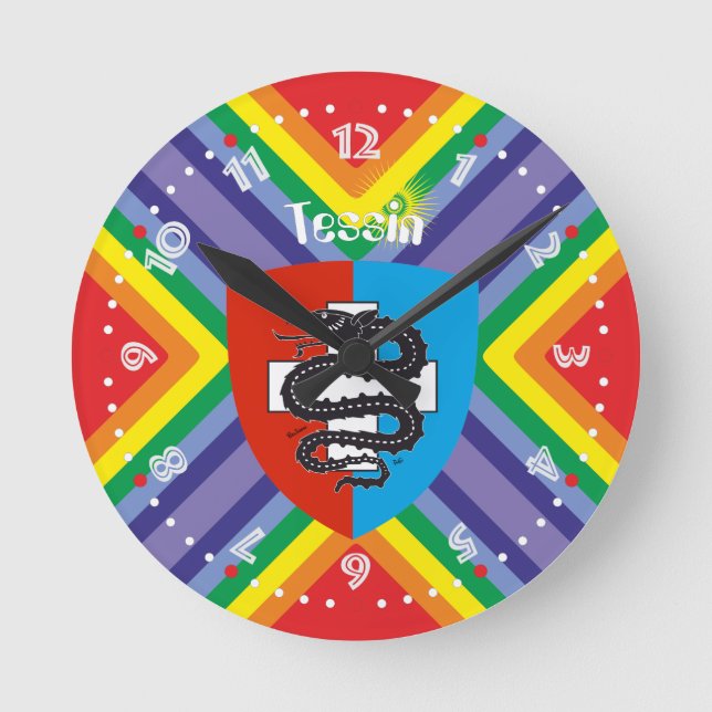 Ticino Schweiz Suisse Svizzera Svizra Uhr Round Clock (Front)