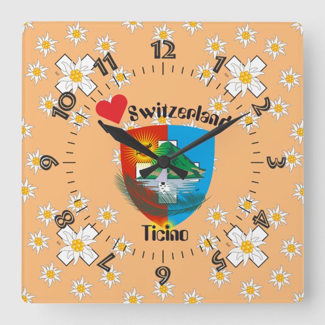Ticino Schweiz Suisse Svizzera Svizra Uhr Square Wall Clock (Front)
