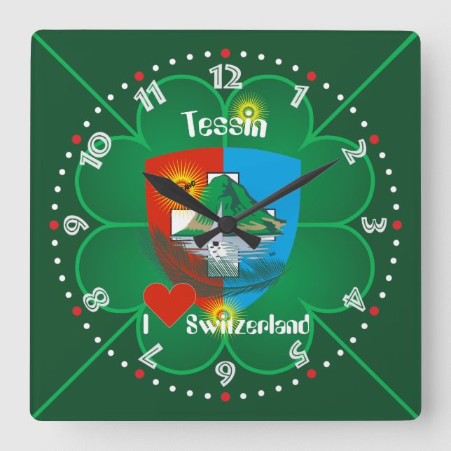 Ticino Schweiz Suisse Svizzera Svizra Uhr Square Wall Clock (Front)