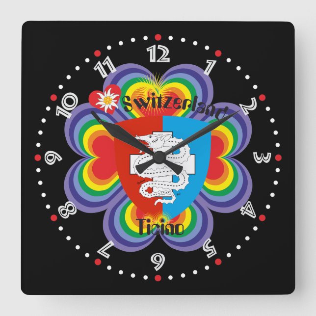 Ticino Schweiz Suisse Svizzera Svizra Uhr Square Wall Clock (Front)