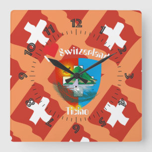 Ticino Switzerland Suisse Svizzera Svizra Square Wall Clock