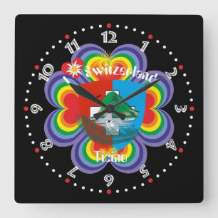 Ticino Switzerland Suisse Svizzera Svizzera Square Wall Clock