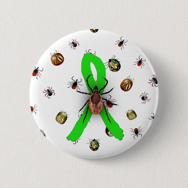 Tick Awareness Lyme Disease Ribbon Button (Front)