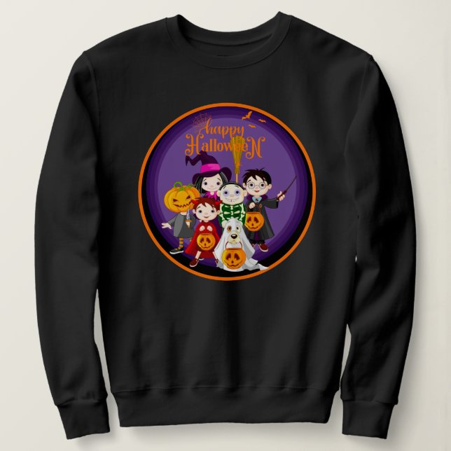 Tick or Treat Kids Cute Halloween Unisex Sweatshirt (Design Front)