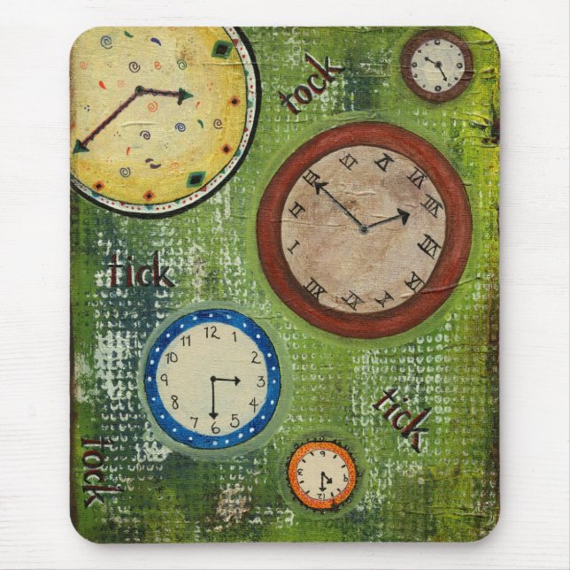 Tick tock - clocks everywhere mousepad (Front)