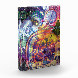 Tick Tock Colour Illustration Acrylic Block