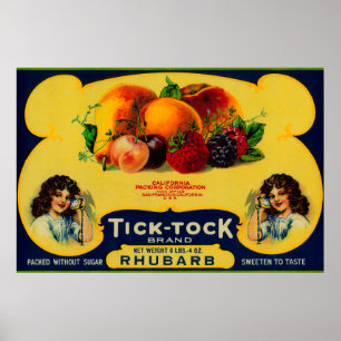 Tick Tock Rhubarb Label Poster