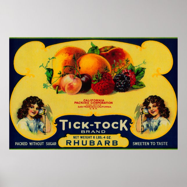 Tick Tock Rhubarb Label Poster (Front)