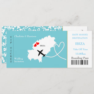 Ticket Boarding Pass Wedding Destination Ibiza Invitation