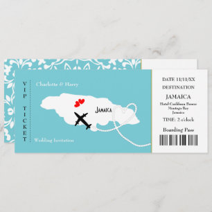 Ticket Boarding Pass Wedding Destination Jamaica Invitation