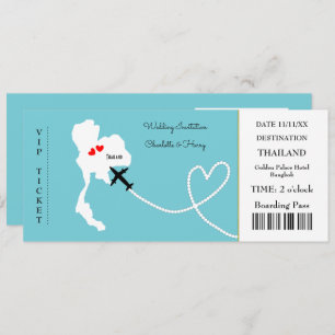Ticket Boarding Pass Wedding Destination Thailand Invitation