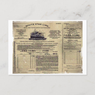Ticket for RMS Titanic 1912 Invitation