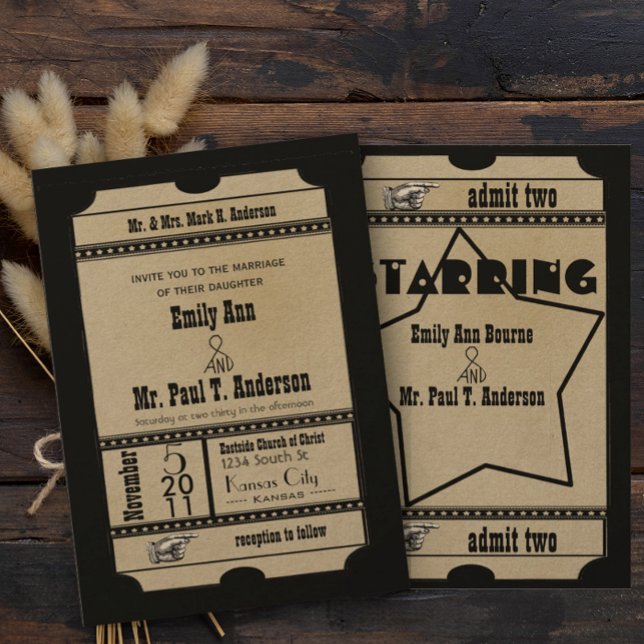 Ticket Old Hollywood Wedding Invitations (Creator Uploaded)