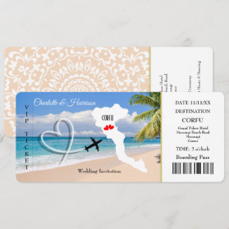 Ticket Pass Wedding  Destination Corfu Invitation