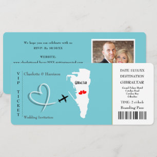 Ticket Pass Wedding  Destination Gibraltar Invitation