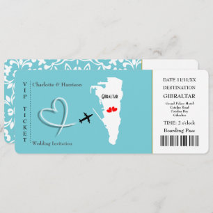 Ticket Pass Wedding  Destination Gibraltar Invitation