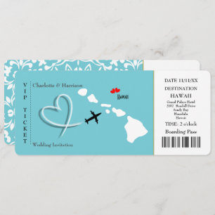Ticket Pass Wedding Destination Hawaii Invitation
